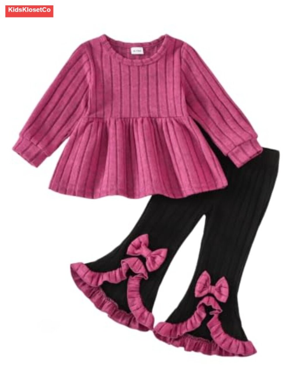 Cotton Blend 2-Piece Toddler Girl Outfit Set Long Sleeve Flared Leggings Fall